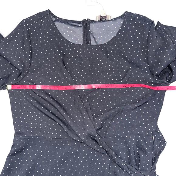 NWT Loft Outlet Grey & White Polka Dot Faux Wrap Mini Dress Size 10 - Picture 9 of 12